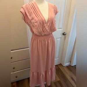 Pink Sleeveless Midi Dress